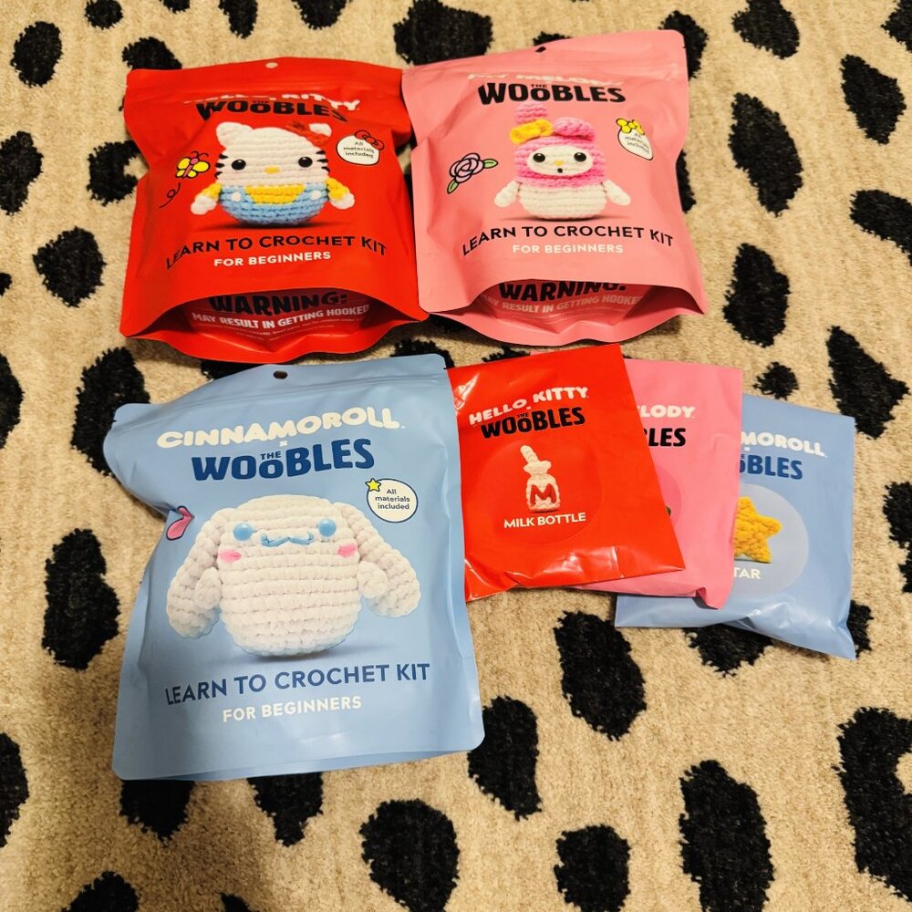 Woobles Hello Kitty & Friends Crochet Cuteness Overload Bundle Kit NEW